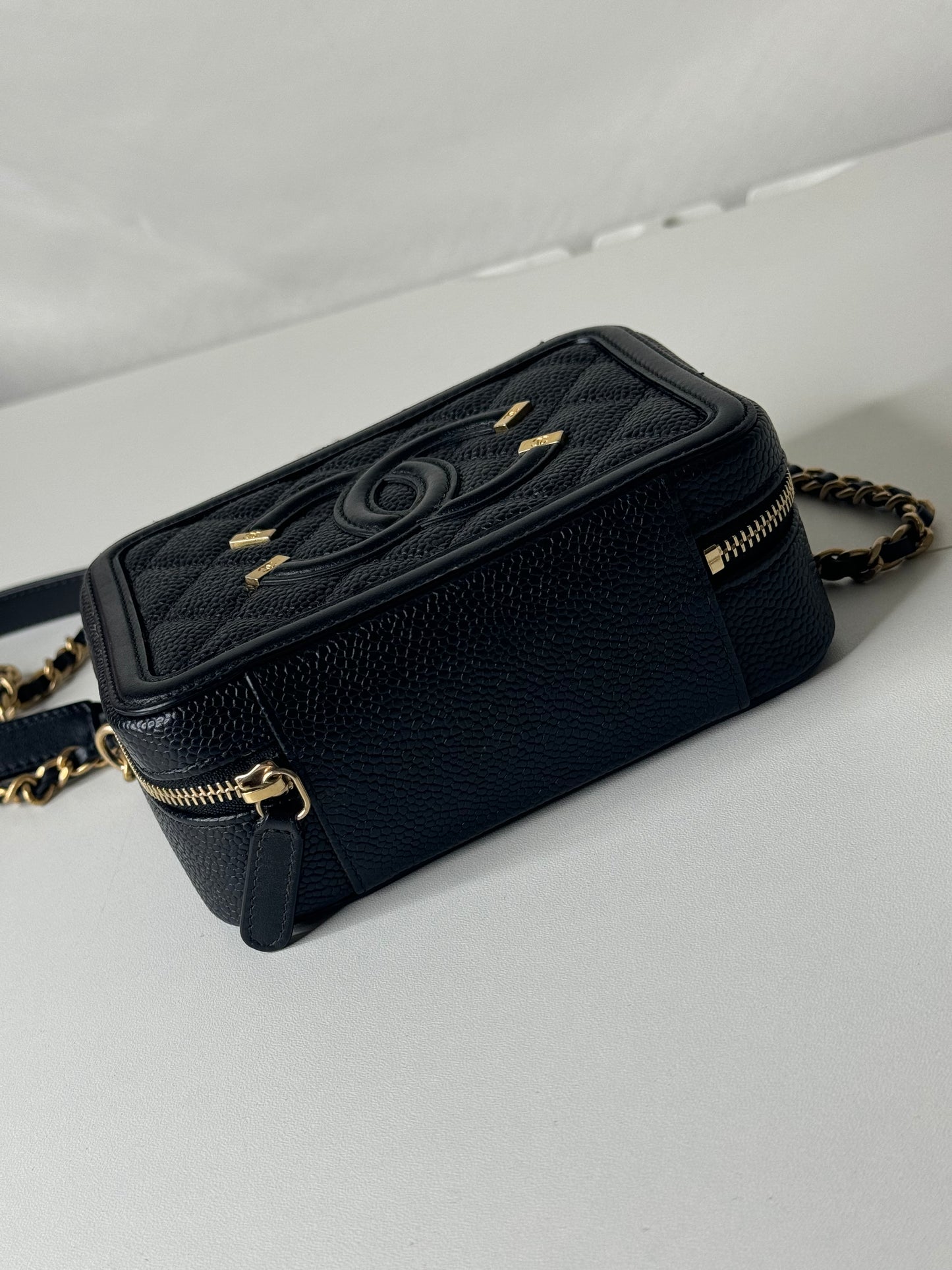 Chanel Caviar Vanity Clutch with Chain