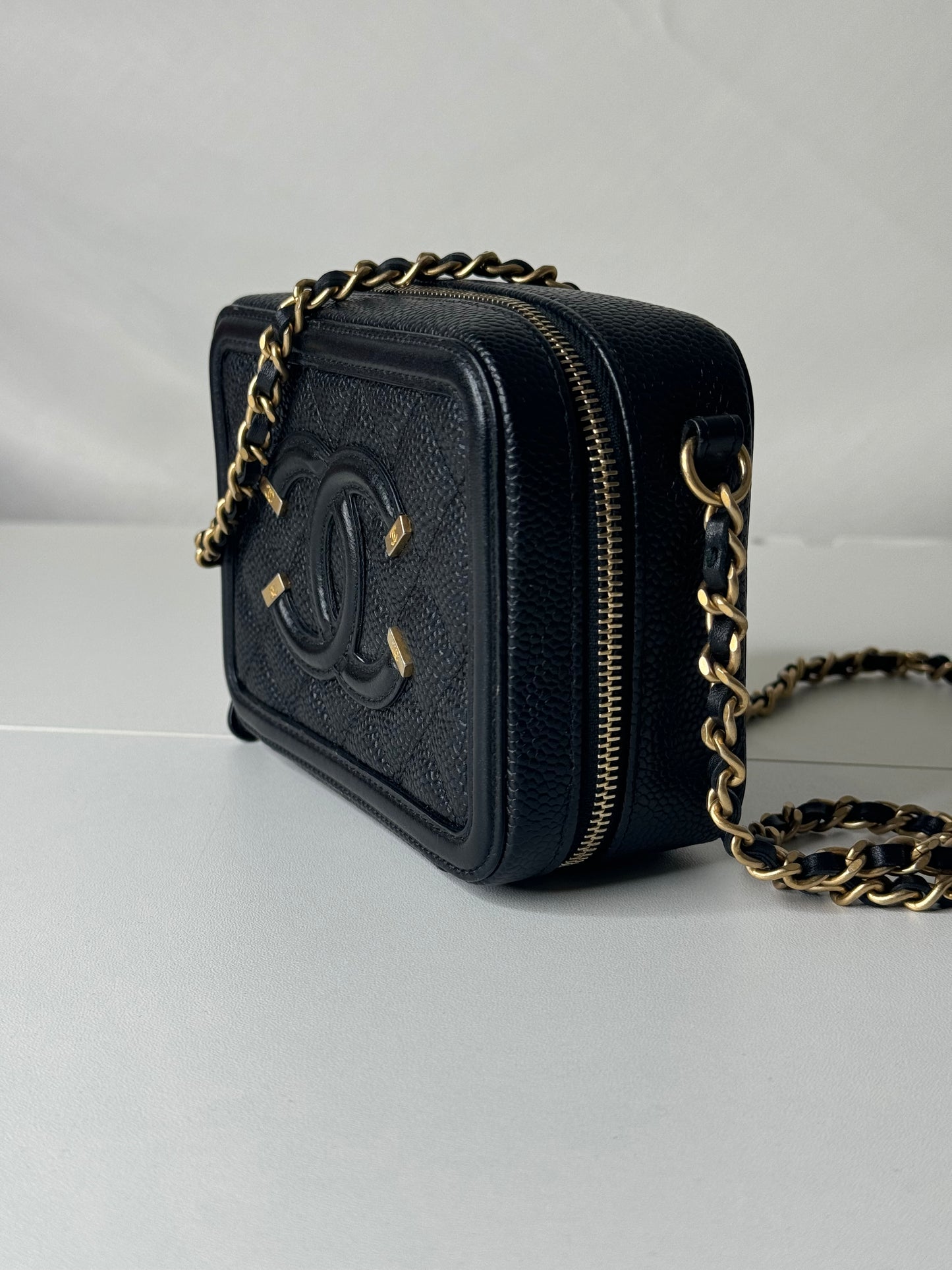 Chanel Caviar Vanity Clutch with Chain