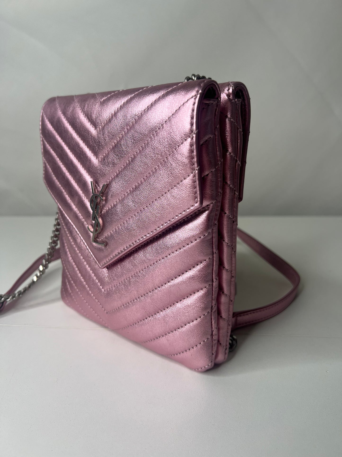 YSL Metallic Pink Crossbody