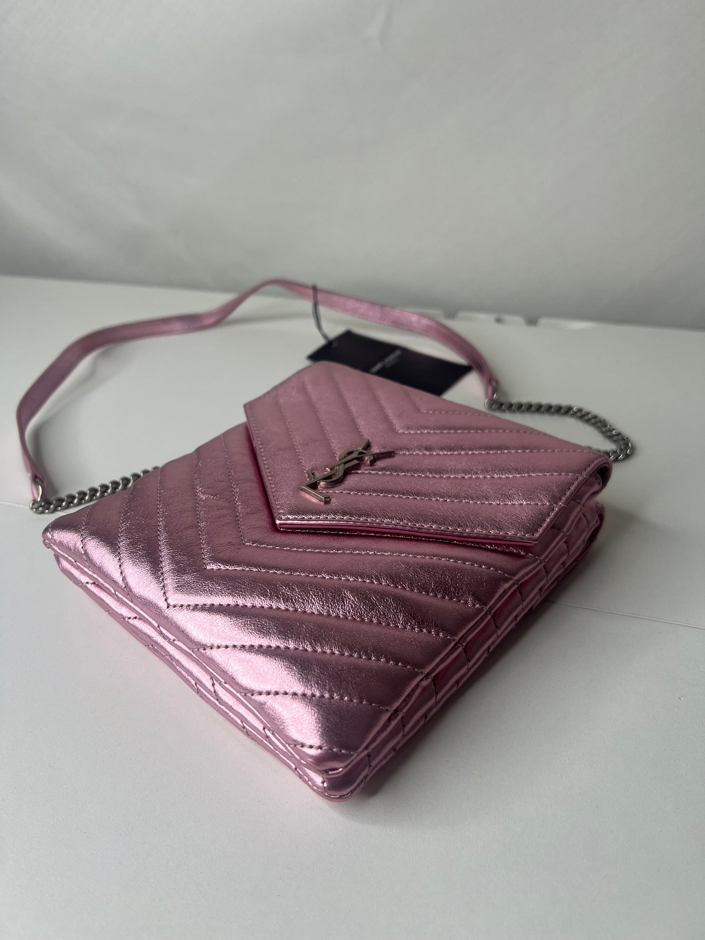 YSL Metallic Pink Crossbody