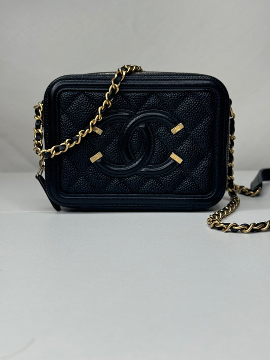 Chanel Caviar Vanity Clutch with Chain