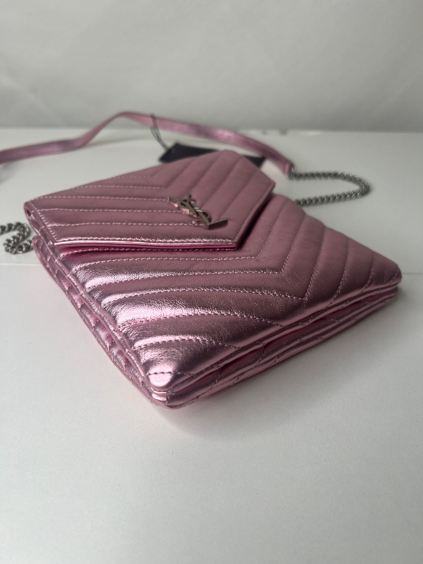 YSL Metallic Pink Crossbody