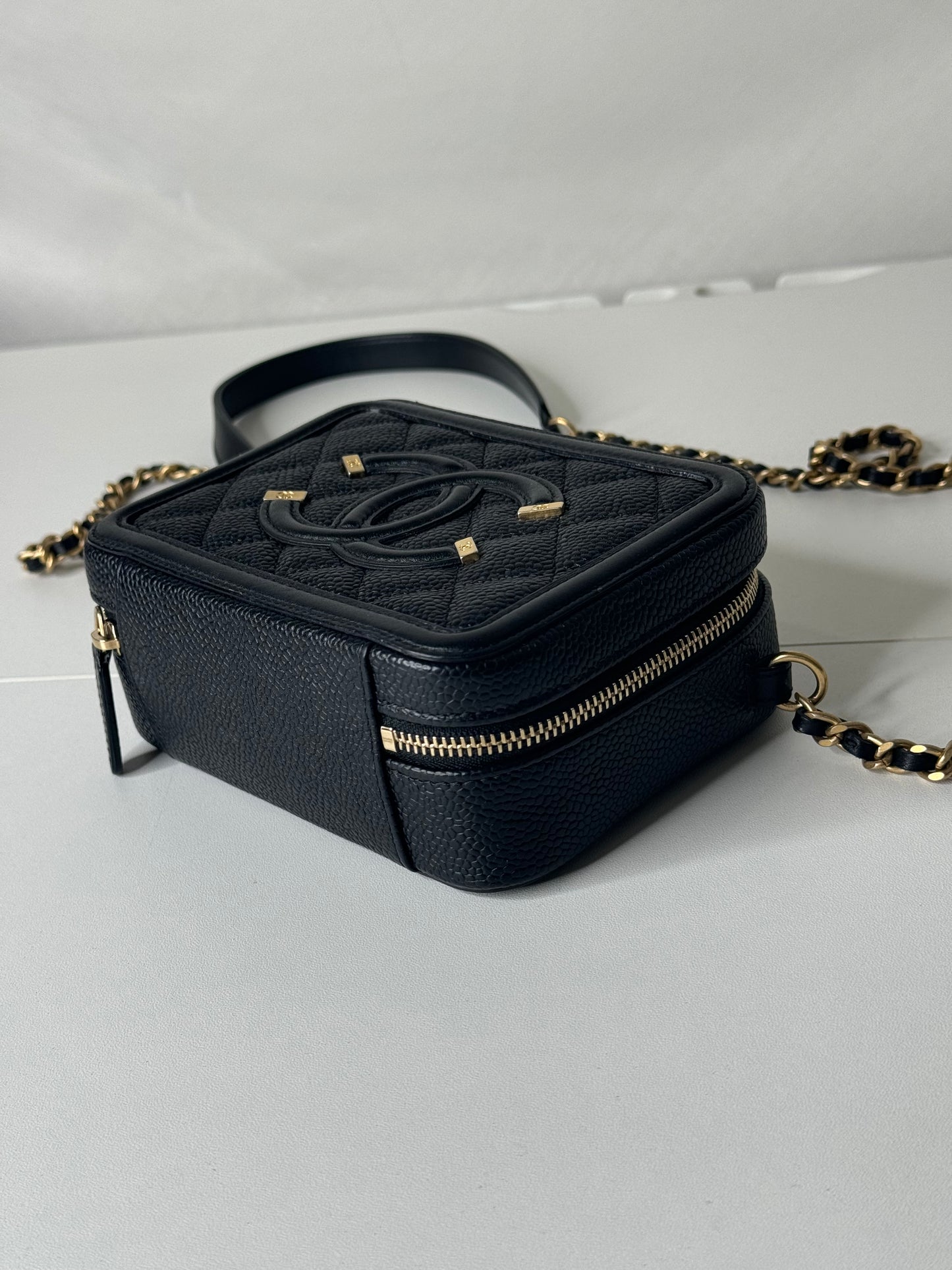 Chanel Caviar Vanity Clutch with Chain