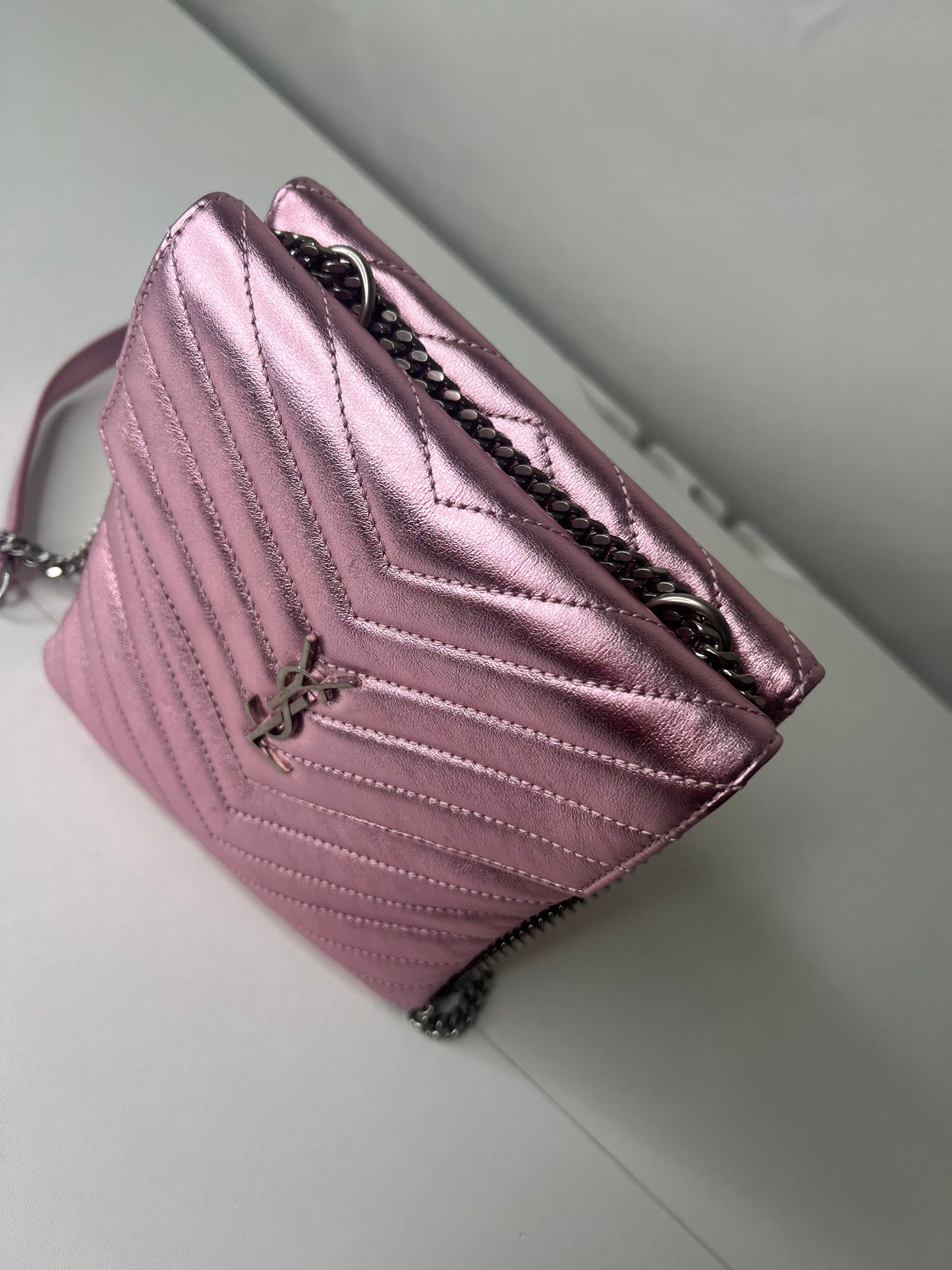 YSL Metallic Pink Crossbody