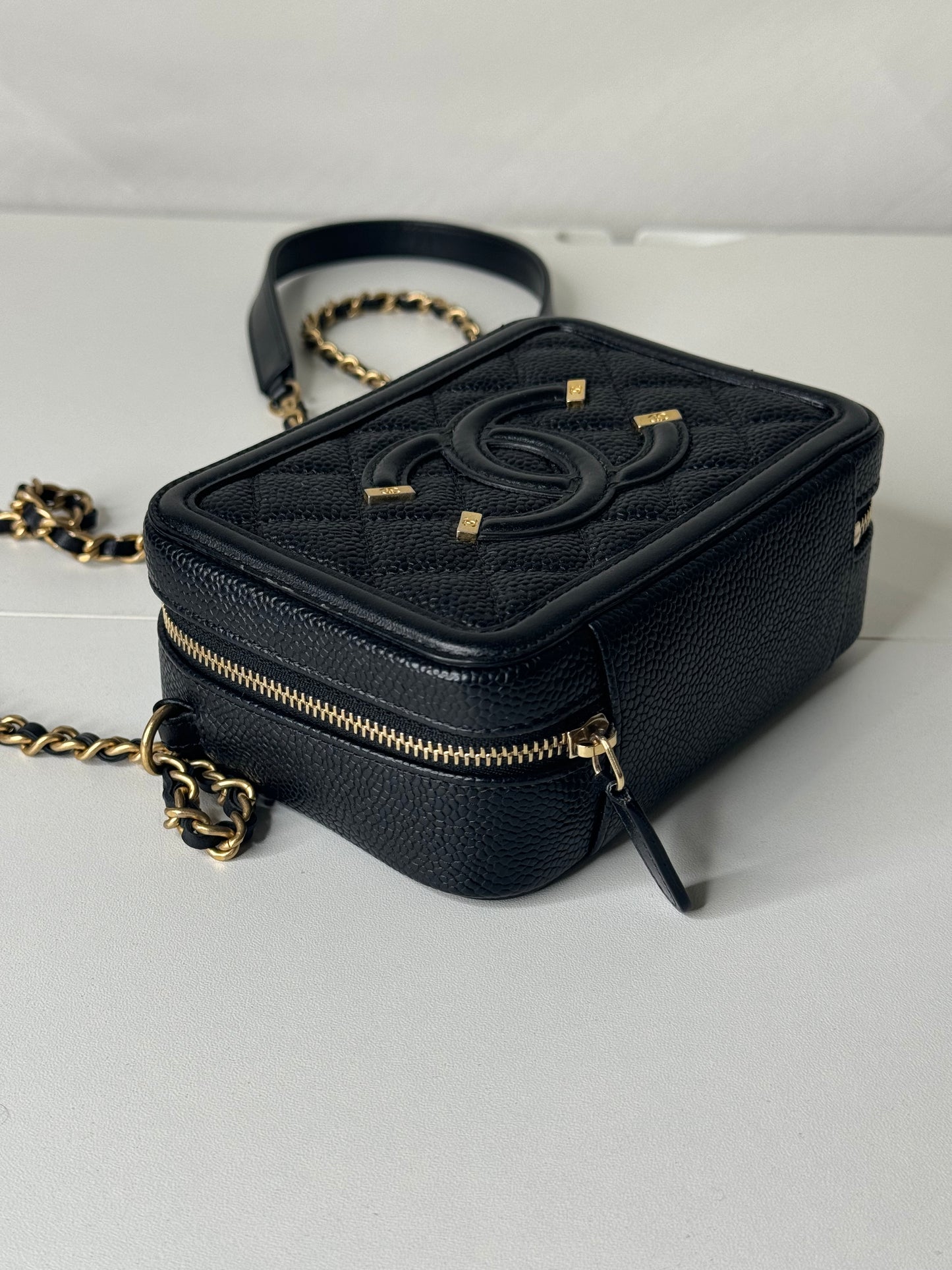 Chanel Caviar Vanity Clutch with Chain