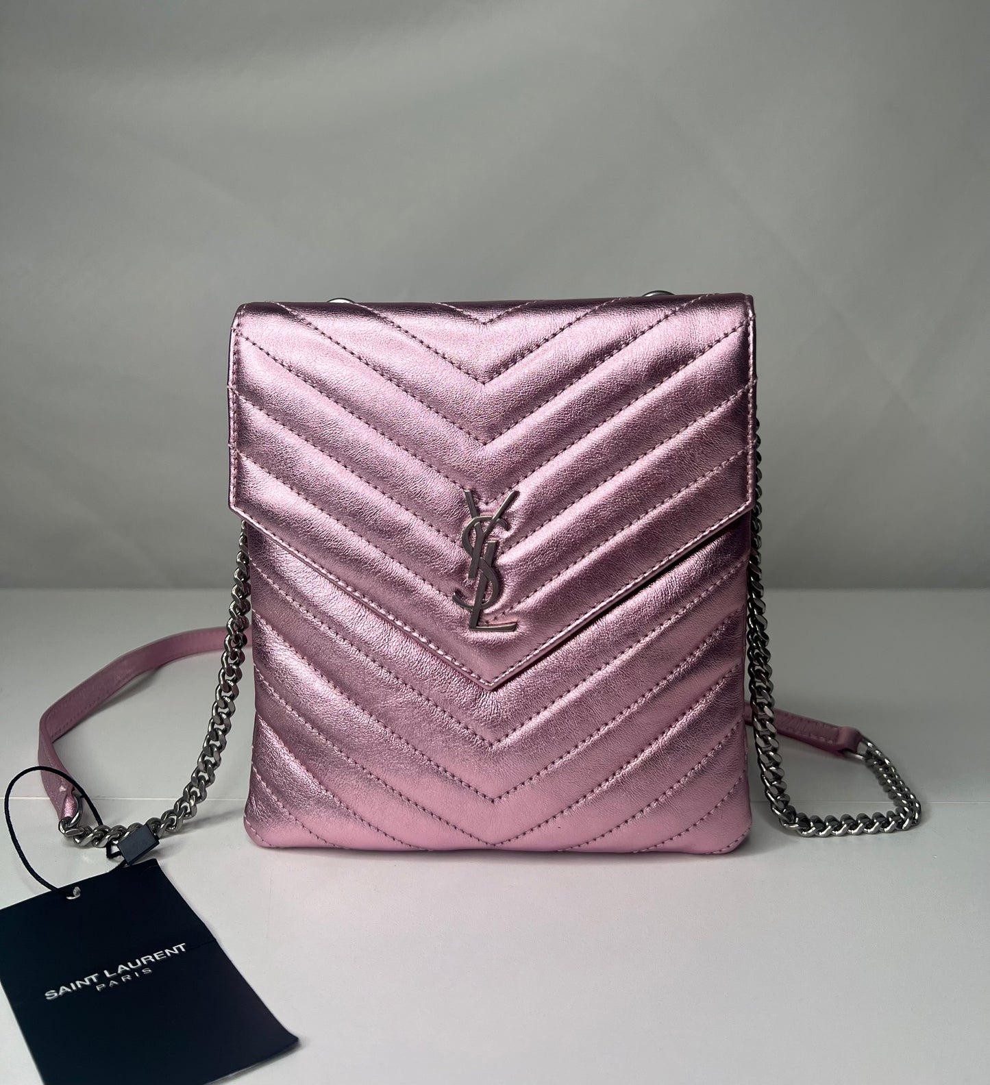 YSL Metallic Pink Crossbody