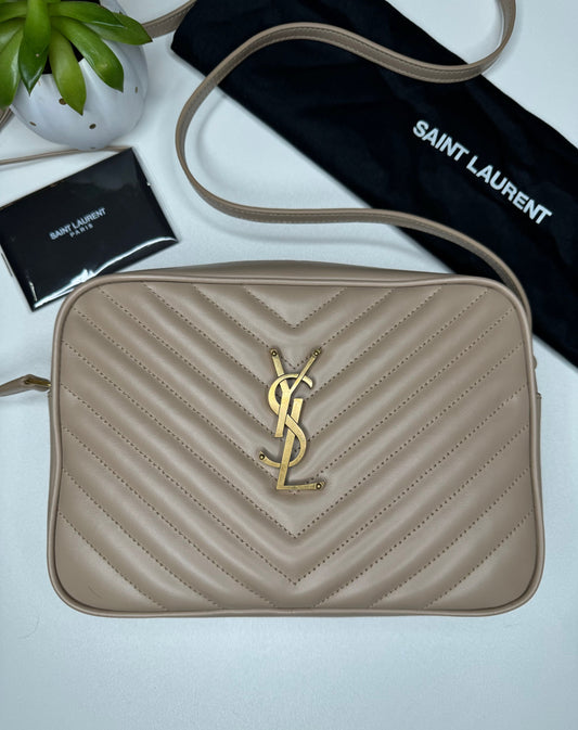 YSL Beige Camera Bag Waffle Spot