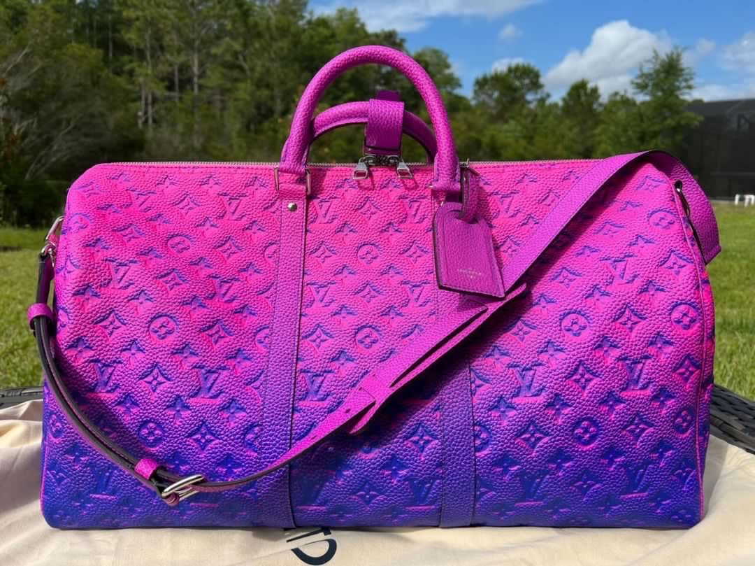 SOLD!! Limited Edition Super Rare Virgil Abloh Keepall 50 Taurillon Leather Illusion Pink/Blue