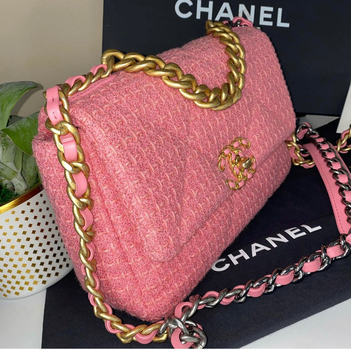 SOLD!! Chanel 19 Tweed Medium