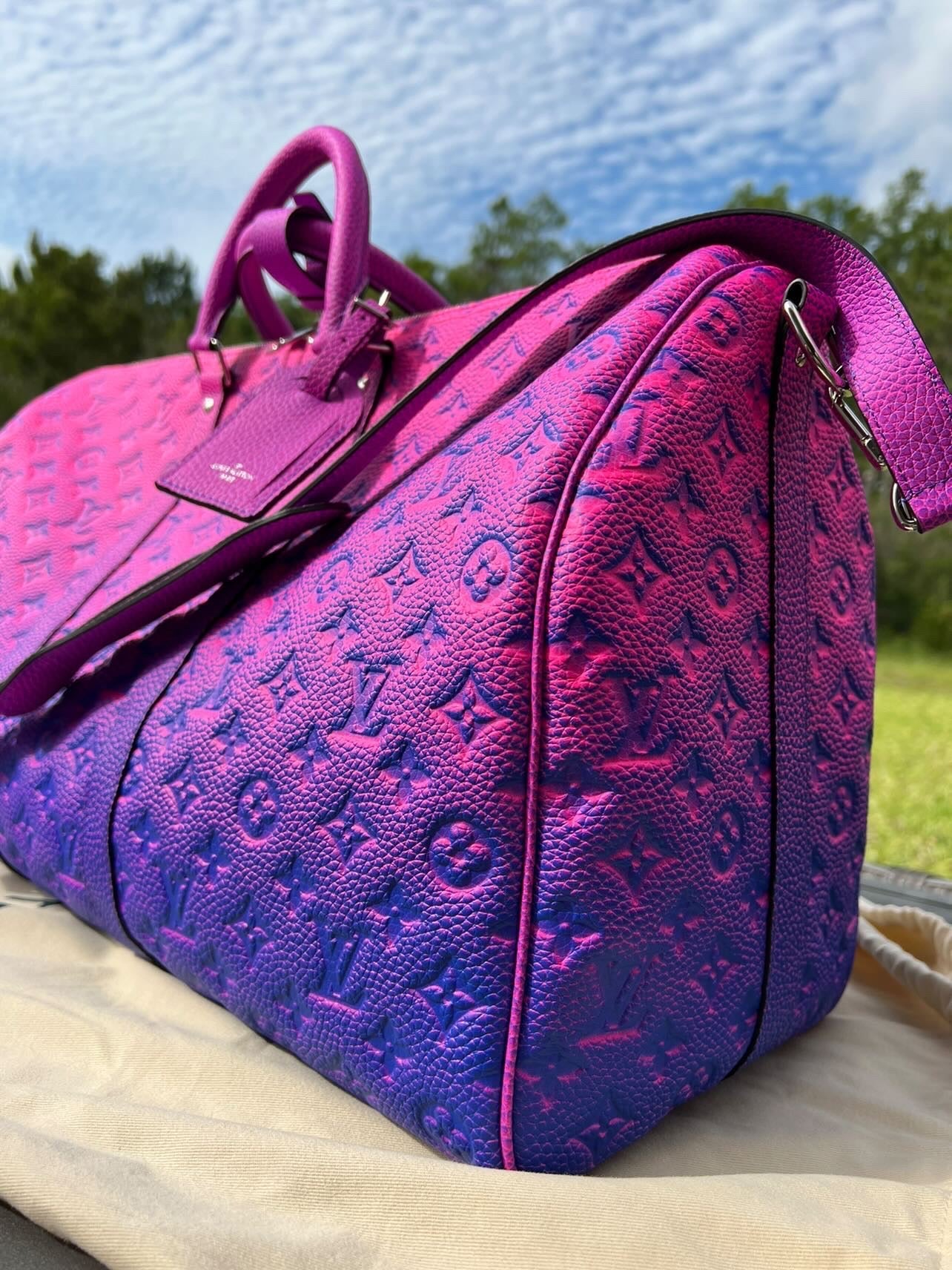 SOLD!! Limited Edition Super Rare Virgil Abloh Keepall 50 Taurillon Leather Illusion Pink/Blue