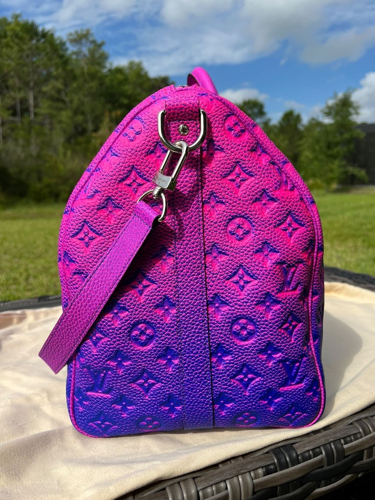 SOLD!! Limited Edition Super Rare Virgil Abloh Keepall 50 Taurillon Leather Illusion Pink/Blue