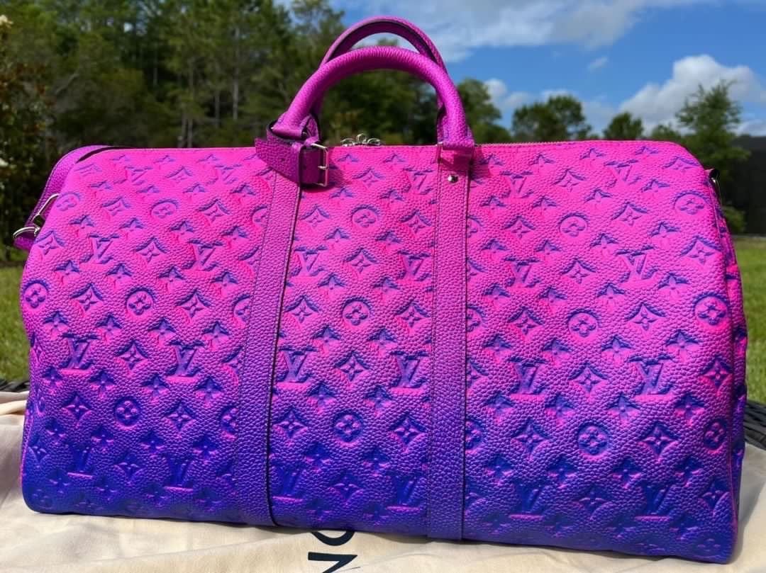 SOLD!! Limited Edition Super Rare Virgil Abloh Keepall 50 Taurillon Leather Illusion Pink/Blue