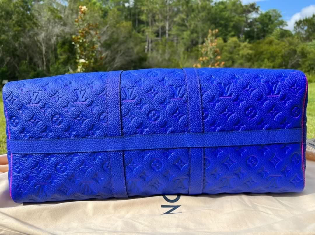 SOLD!! Limited Edition Super Rare Virgil Abloh Keepall 50 Taurillon Leather Illusion Pink/Blue