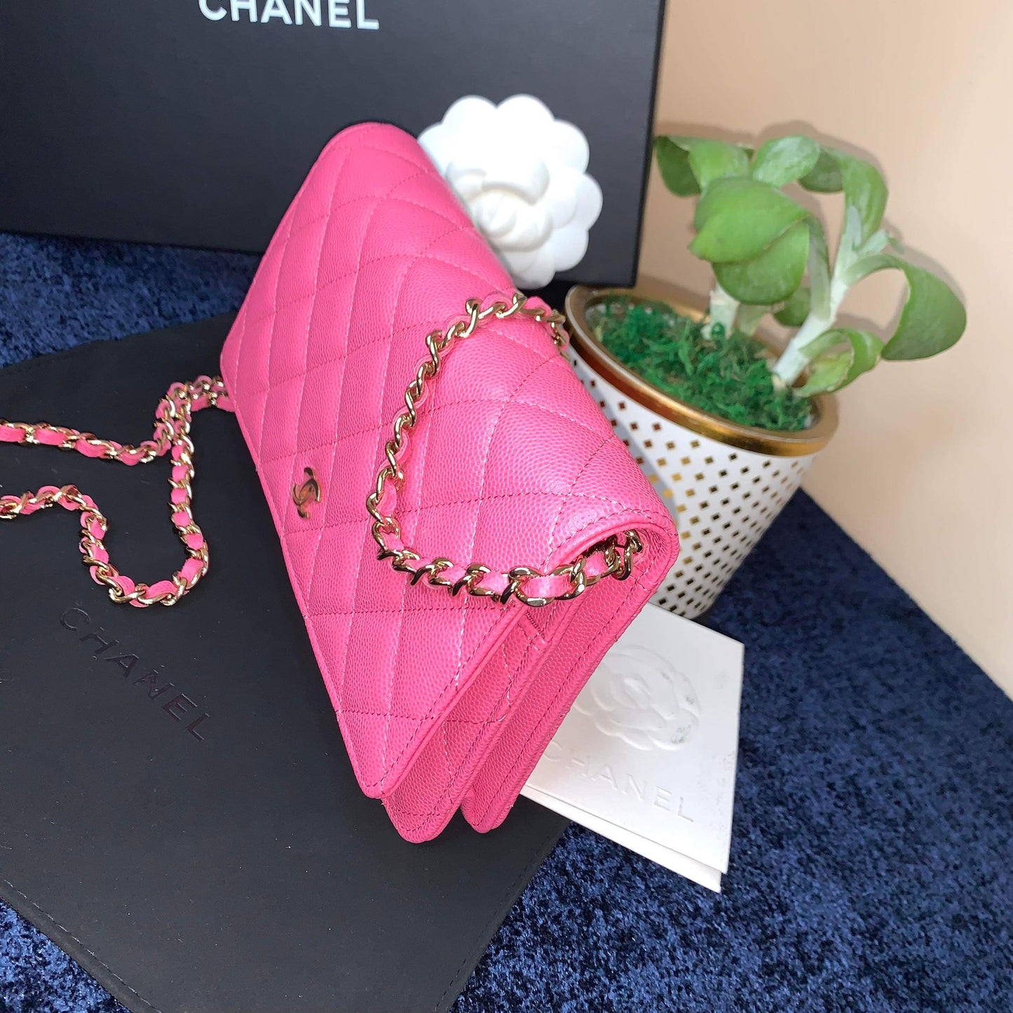 Chanel Caviar WOC. Pink with Gold Hardware