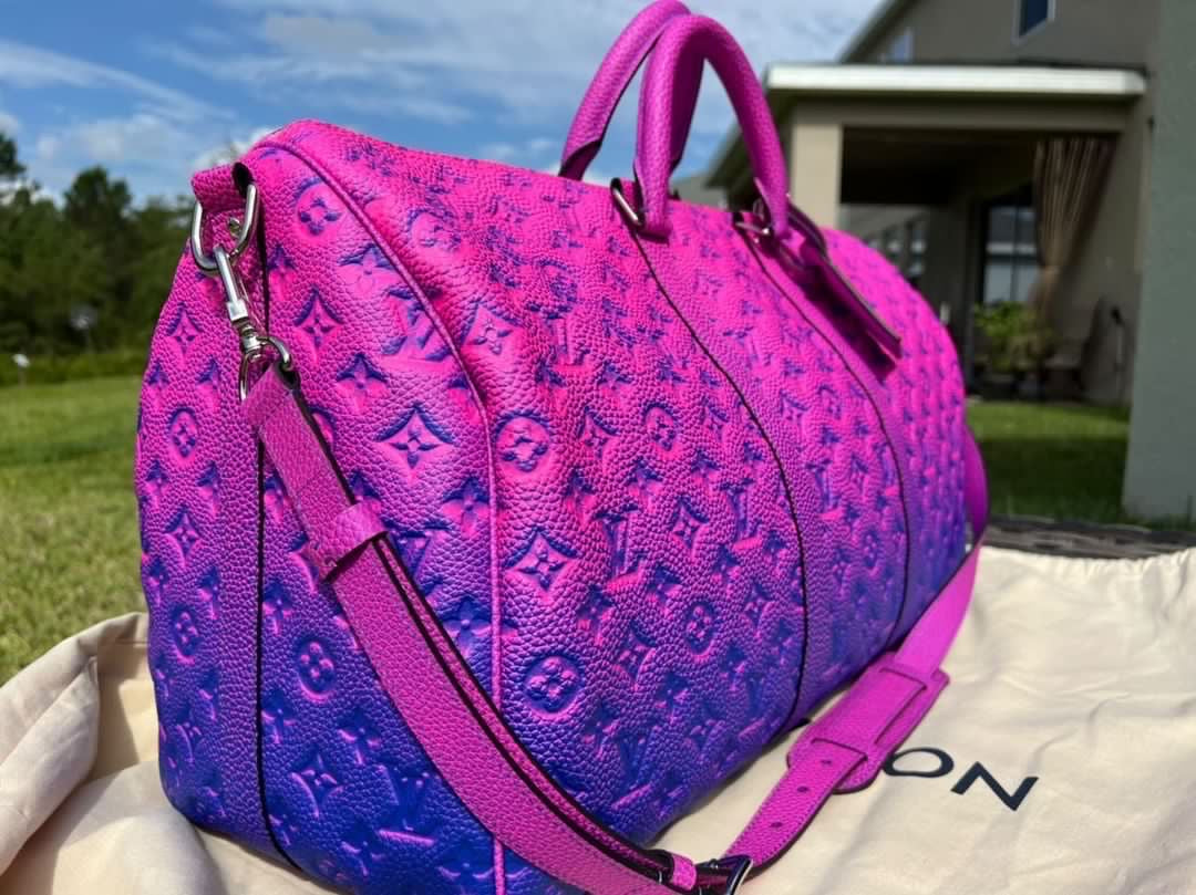 SOLD!! Limited Edition Super Rare Virgil Abloh Keepall 50 Taurillon Leather Illusion Pink/Blue